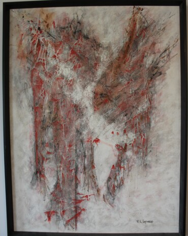 Acrylic abstract painting titled 'Molten' by R.L. Lathrop, displayed at Hedgewood Gallery in Connersville, Indiana.